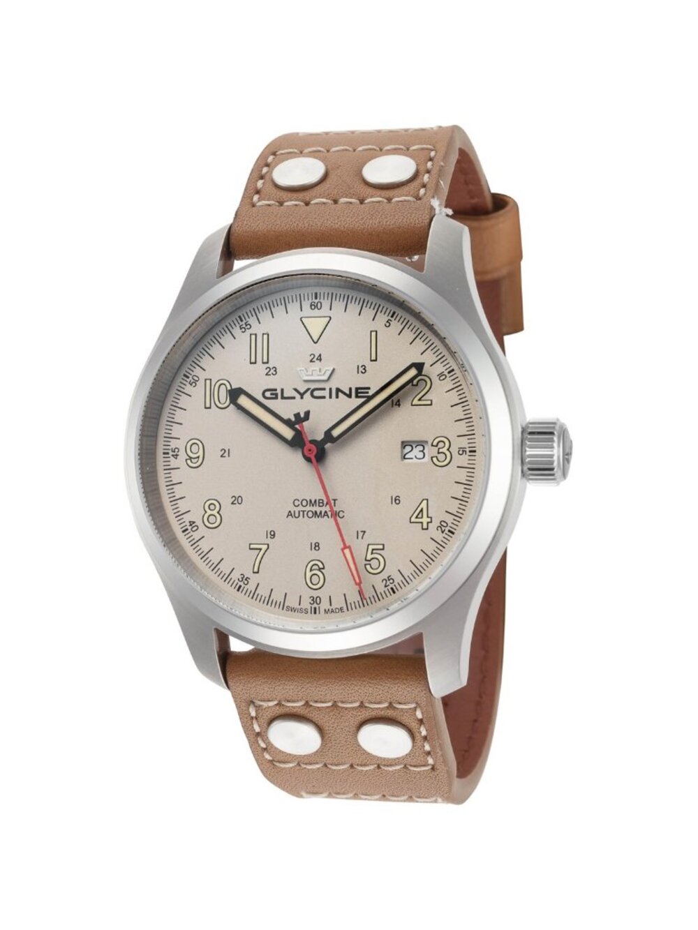 NWT Glycine Combat Field Automatic Beige Dial Men's Watch